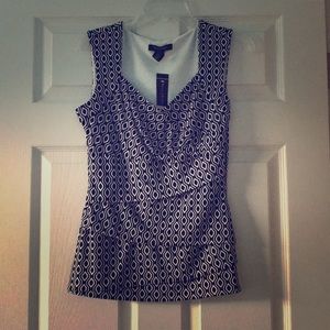 White House Black Market Black and White Tank Top